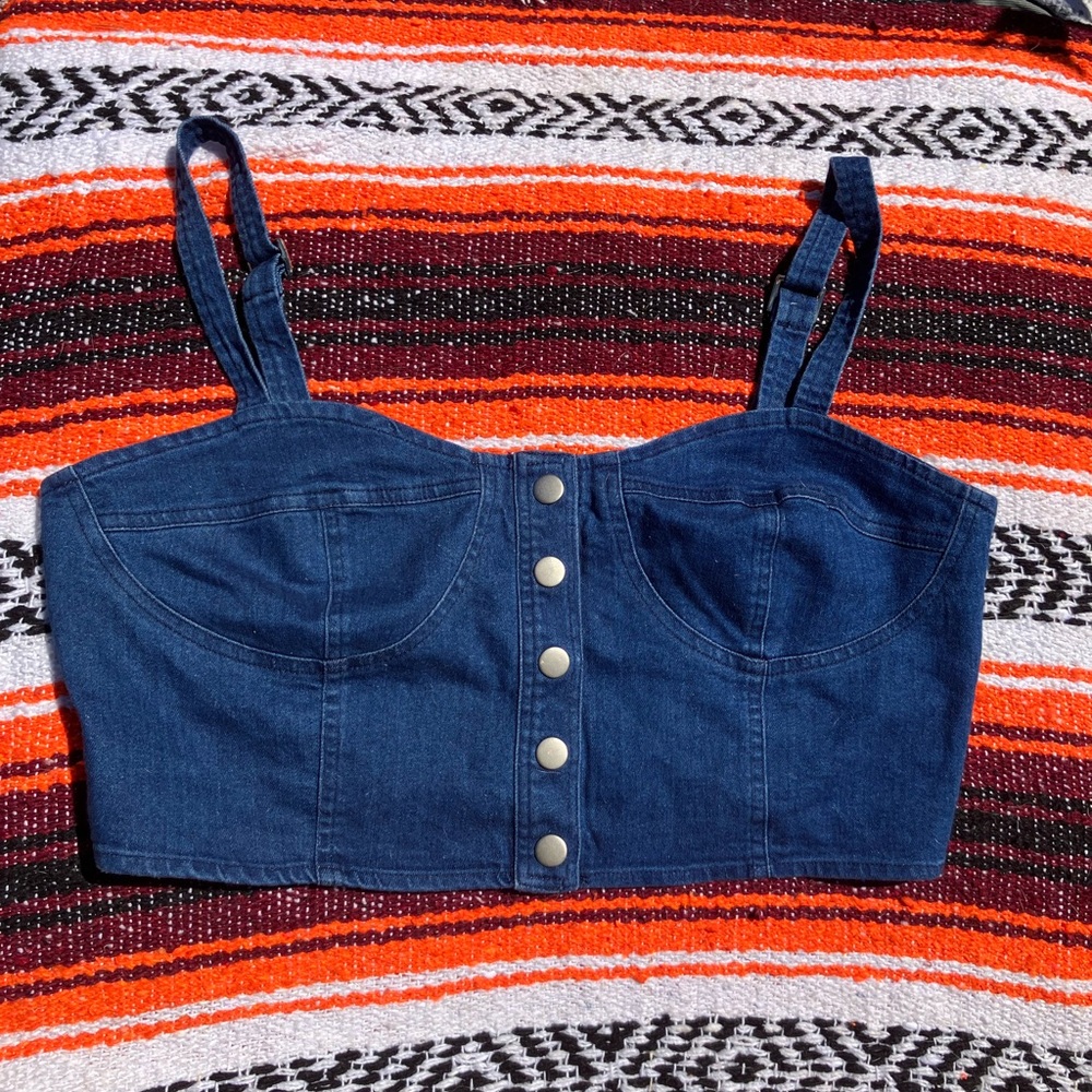 Kittenish denim crop top. Size large.